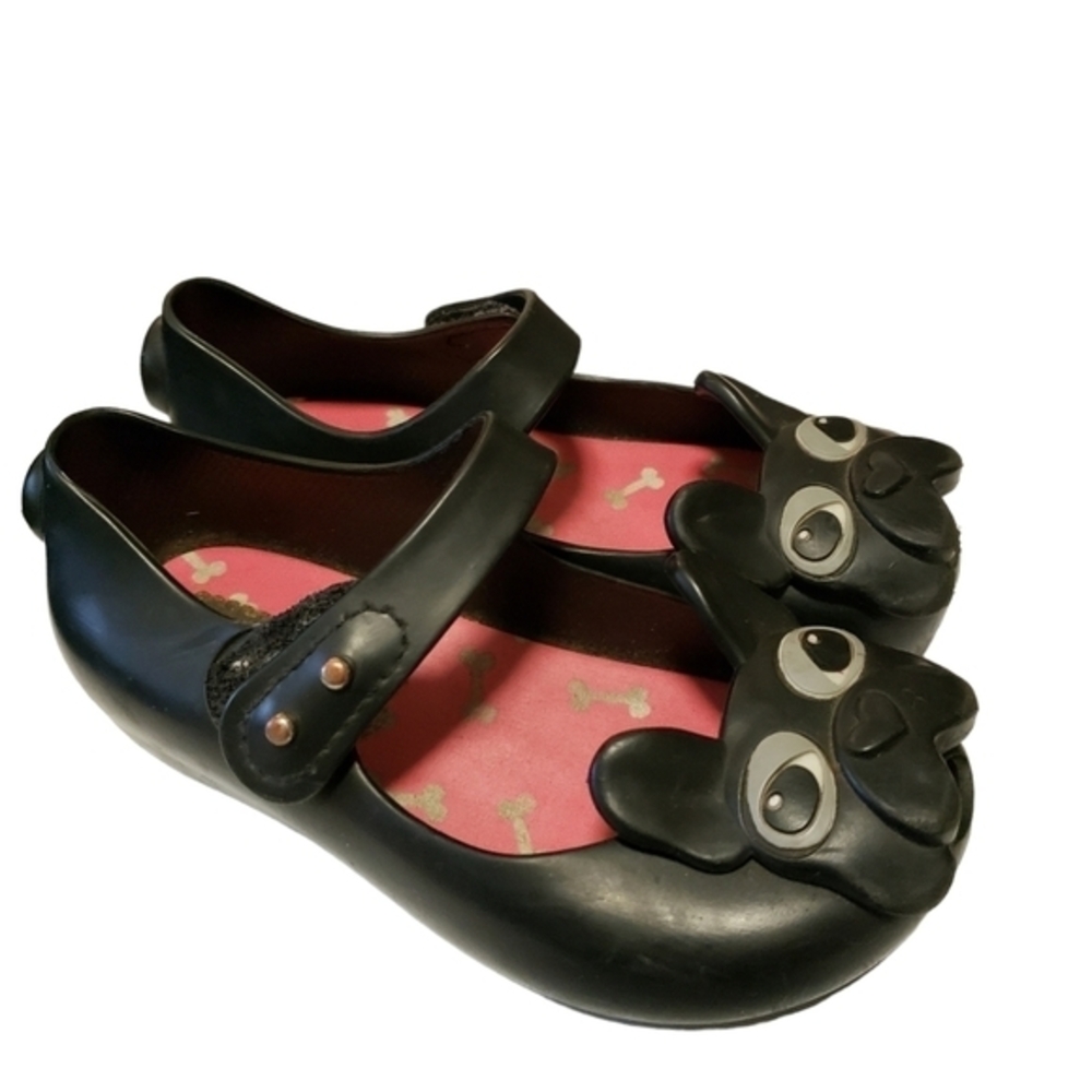 Mini Melissa‎ Frenchie Bulldog Child Shoes Size 8 Black Pre-owned